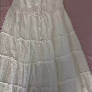 Smocked waist tiered cotton maxi skirt